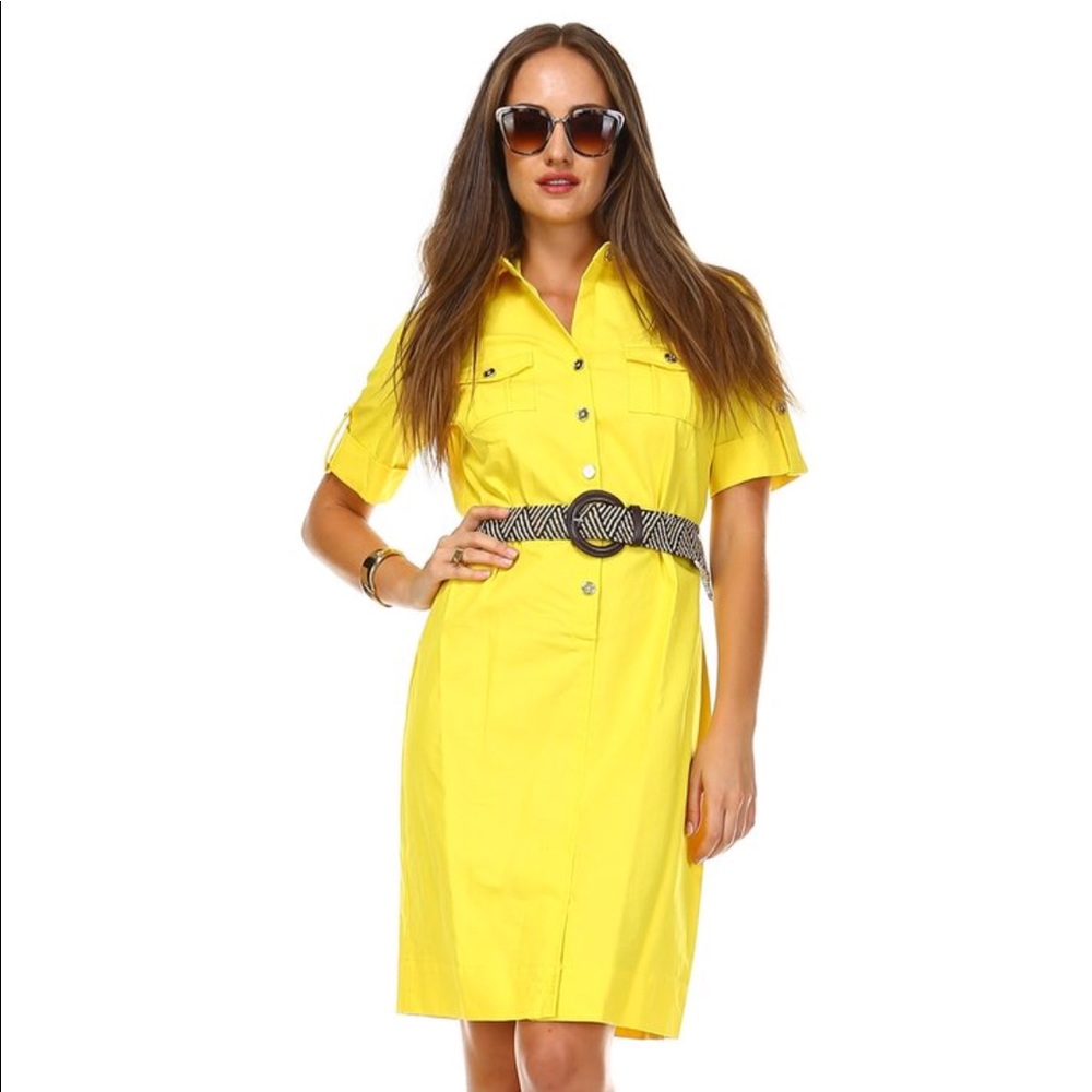 Women's Short Sleeve Belted Dress